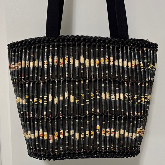 Chic Handmade African Black and Multicolor Woven Tote - Picture 3 of 10